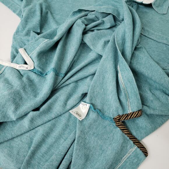 Billy Reid Polo Shirt Pocket Men XL Blue Green Teal Stripe Cotton Poly Pensacola - Picture 8 of 13